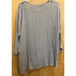 Redwood Court Gray Textured Top Small 3/4 Sleeve Boat Neck Loose Fit